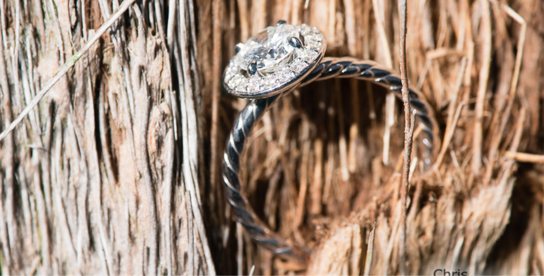 Diamond ring with silver band