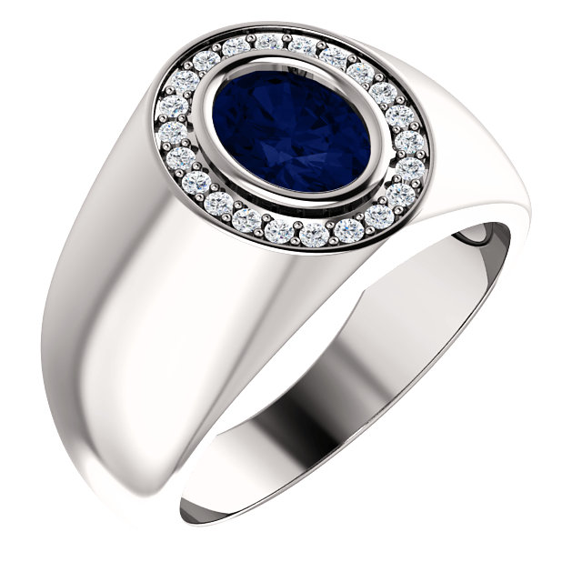 Diamond & Chatham® Created Blue Sapphire Ring